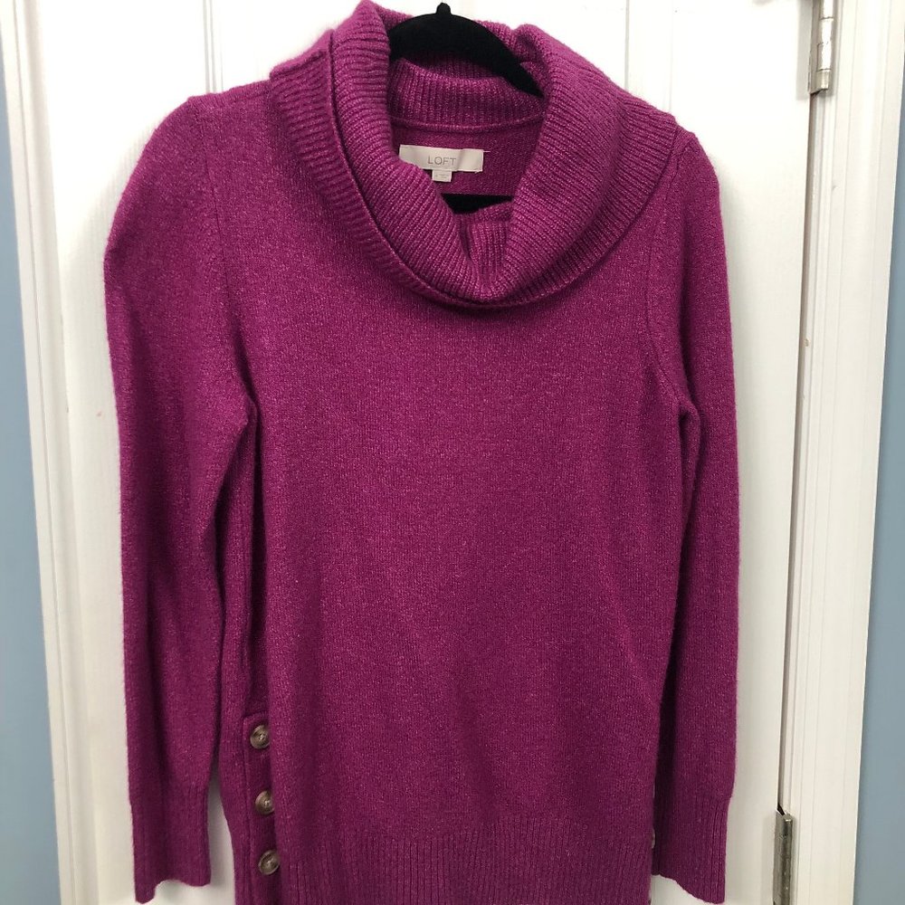 LOFT cowlneck sweater with side buttons.  used.  very comfy and warm.